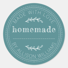 Rustieke Thuis Gebakken Producten Jam Blik Teal Ronde Sticker