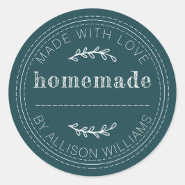 Rustieke Thuis Gebakken Waren Jam Blik Diep Teal Ronde Sticker