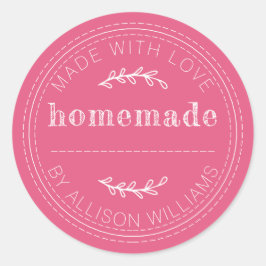 Rustieke Thuis Gebakken Waren Jam Blik Heet Roze Ronde Sticker