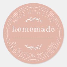 Rustieke Thuis Gebakken Waren Jam Blik Stof Roze Ronde Sticker