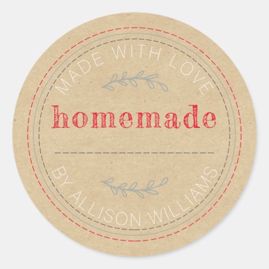 Rustieke Thuisgebakken Bakwaren Jam Kan Kraft Papi Ronde Sticker (Voorkant)