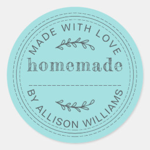 Rustieke Thuisgebakken Bakwaren Jam Pot Turquoise Ronde Sticker