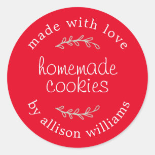 Rustieke Thuisgebakken Bakwaren Koekjes Rood Ronde Sticker