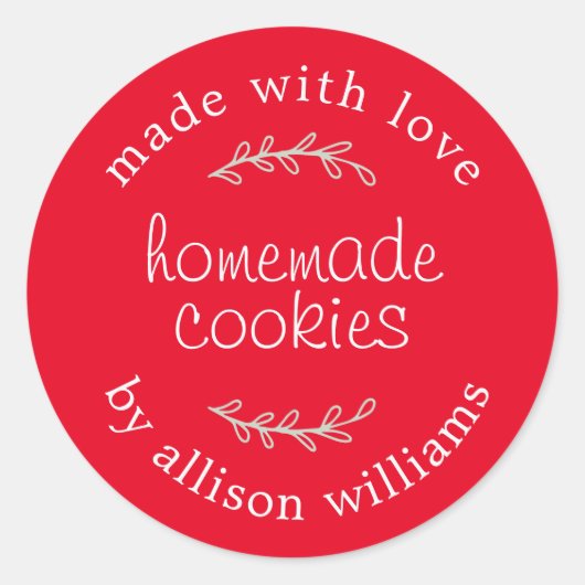 Rustieke Thuisgebakken Bakwaren Koekjes Rood Ronde Sticker (Voorkant)