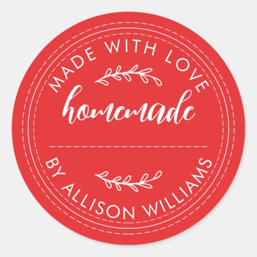 Rustieke Thuisgebakken Broodjes Jam Pot Helderrood Ronde Sticker (Voorkant)