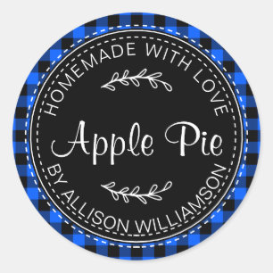 Rustieke Thuisgemaakte Appeltaart Blauw Zwart Geru Ronde Sticker