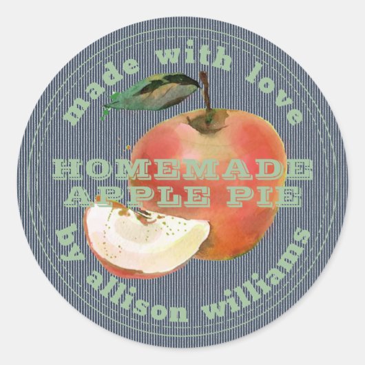 Rustieke Thuisgemaakte Appeltaart Groen Blauw Ronde Sticker (Voorkant)