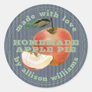 Rustieke Thuisgemaakte Appeltaart Groen Blauw Ronde Sticker