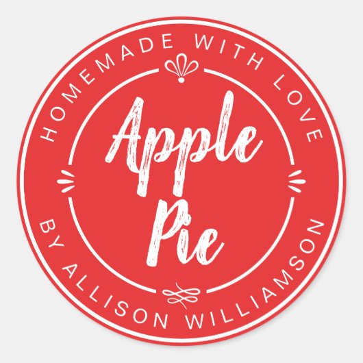 Rustieke Thuisgemaakte Appeltaart Helderrood Ronde Sticker (Voorkant)