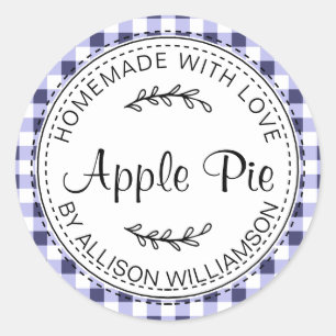 Rustieke Thuisgemaakte Appeltaart Navy Blauwe Rutg Ronde Sticker