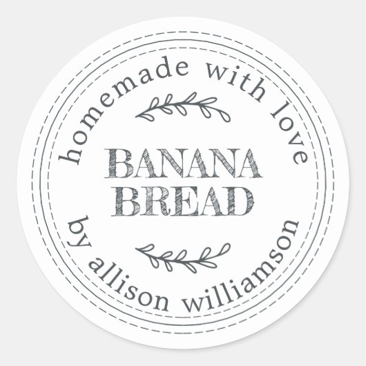 Rustieke Thuisgemaakte Bakgift van Bananenbrood Ronde Sticker (Voorkant)
