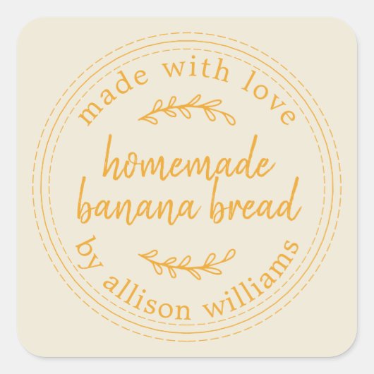 Rustieke Thuisgemaakte Banaanbrood Antieke Witte V Vierkante Sticker (Voorkant)