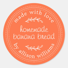 Rustieke Thuisgemaakte Banaanbrood Oranje Ronde Sticker