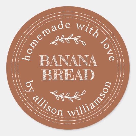 Rustieke Thuisgemaakte Banaanbrood Terracotta Ronde Sticker (Voorkant)