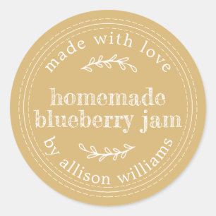 Rustieke Thuisgemaakte Bosbessenjam Inblikken Geel Ronde Sticker