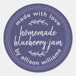 Rustieke Thuisgemaakte Bosbessenjam Inblikken Navy Ronde Sticker