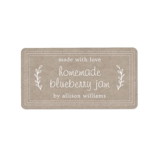 Rustieke Thuisgemaakte Bosbessenjam Inmaken Kraft  Etiket (Voorkant)