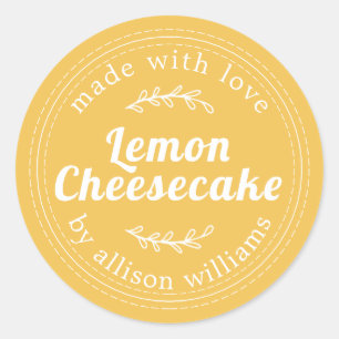 Rustieke Thuisgemaakte Citroen Cheesecake Geel Ronde Sticker