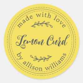 Rustieke Thuisgemaakte Citroen Curd Geel Ronde Sticker