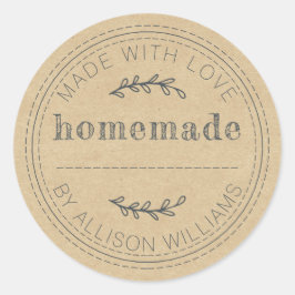 Rustieke Thuisgemaakte Gebakken Waren Kraft Papier Ronde Sticker