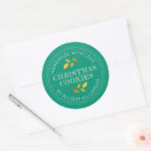 Rustieke Thuisgemaakte Kerstkoekjes Smaragdgroen Ronde Sticker (Envelop)