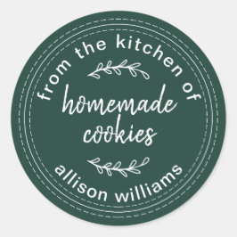 Rustieke Thuisgemaakte Koekjes Donkergroen Ronde Sticker