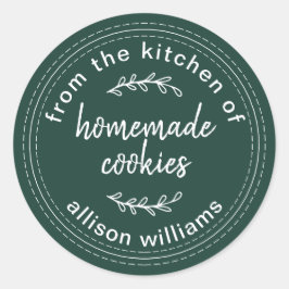 Rustieke Thuisgemaakte Koekjes Donkergroen Ronde Sticker
