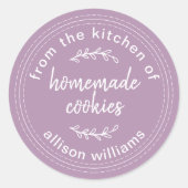 Rustieke Thuisgemaakte Koekjes Lavendel Ronde Sticker (Voorkant)