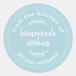 Rustieke Thuisgemaakte Koekjes Lichtblauw Ronde Sticker