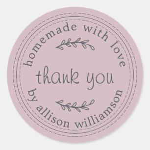 Rustieke Thuisgemaakte Met Liefde Pastel Paarse Da Ronde Sticker