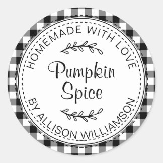 Rustieke Thuisgemaakte Pompoen Spice Zwart Wit Ger Ronde Sticker