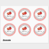 Rustieke Thuisgemaakte Tomatensaus Rood Geruit  Ronde Sticker (Vel)