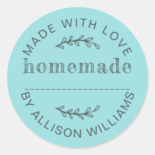Rustieke Thuisgemaakte Turquoise Blauwe Gebakken W Ronde Sticker