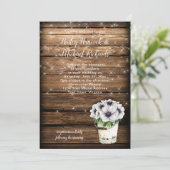 Rustieke Tin Bucket Anemones Sparkles Uitnodiging (Staand voorkant)