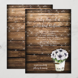 Rustieke Tin Bucket Anemones Sparkles Uitnodiging