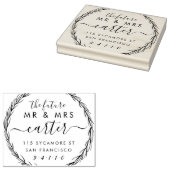 Rustieke Toekomst Mr & Mrs Bruiloft Retouradres Rubberstempel (Gestempeld)