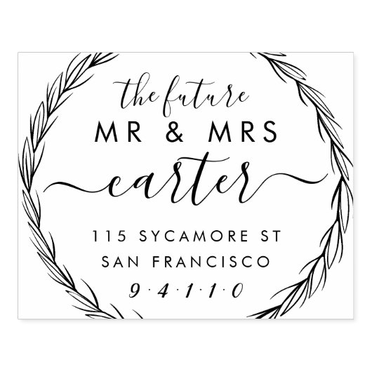 Rustieke Toekomst Mr & Mrs Bruiloft Retouradres Rubberstempel (Afrduk)