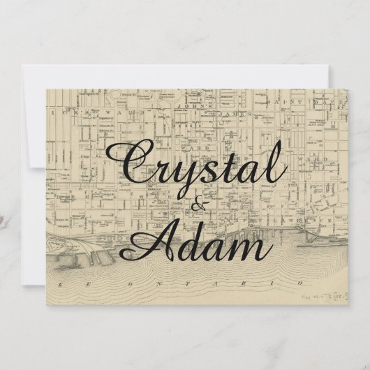 rustieke Toronto kaart huwelijksuitnodiging (Voorkant)