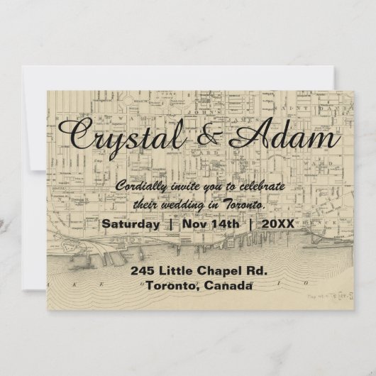 rustieke Toronto kaart huwelijksuitnodiging (Achterkant)
