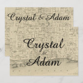 rustieke Toronto kaart huwelijksuitnodiging (Voorkant / Achterkant)