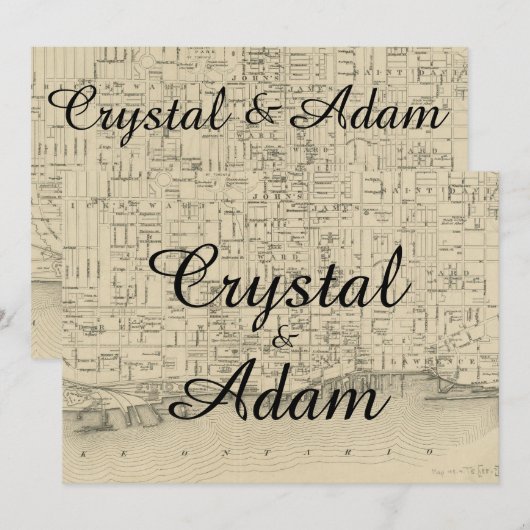 rustieke Toronto kaart huwelijksuitnodiging (Voorkant / Achterkant)