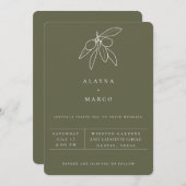 Rustieke Toscaanse Olijf Huwelijksuitnodiging Aankondiging (Voorkant / Achterkant)