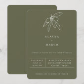 Rustieke Toscaanse olijf trouwkaart Aankondiging (Voorkant / Achterkant)