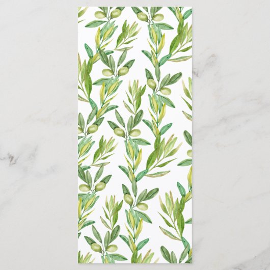 Rustieke Toscaanse Olijftak Bruiloft Menu (Achterkant)