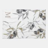 Rustieke Toscaanse Waterverf Olijftak Monogram Theedoek (Horizontaal)