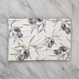 Rustieke Toscaanse Waterverf Olive Branch Theedoek