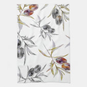Rustieke Toscaanse Waterverf Olive Branch Theedoek (Verticaal)