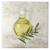 Rustieke Toscane Olijfolie Fles Waterverven Tegeltje (Voorkant)