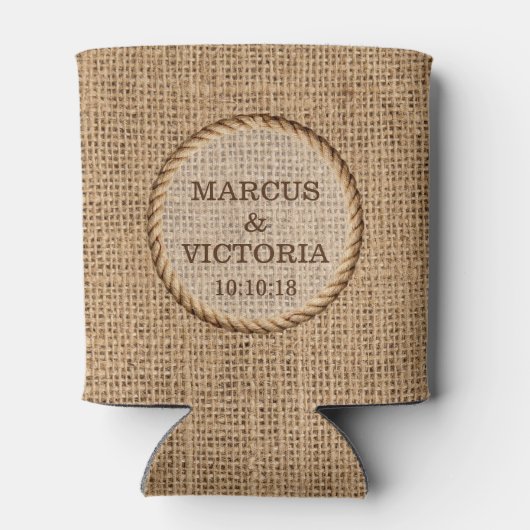 Rustieke Touw Land Bruiloft Blikjeskoeler (Achterkant)