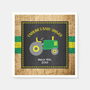 Rustieke Tractor Baby shower Groen en Geel Servet